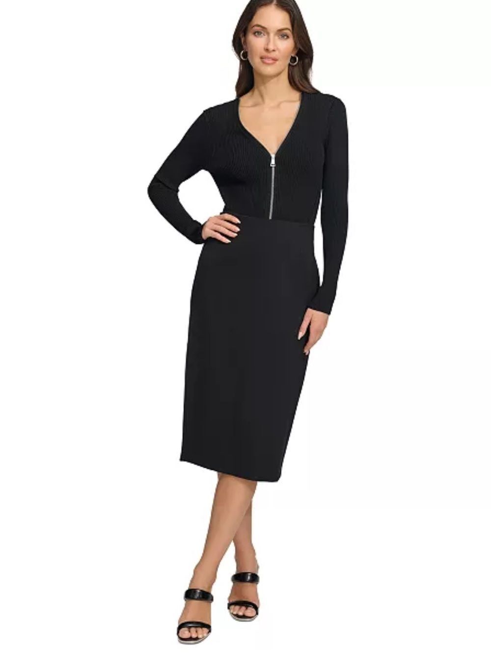 DKNY M Black Pull On Ponte Knit Pencil Skirt